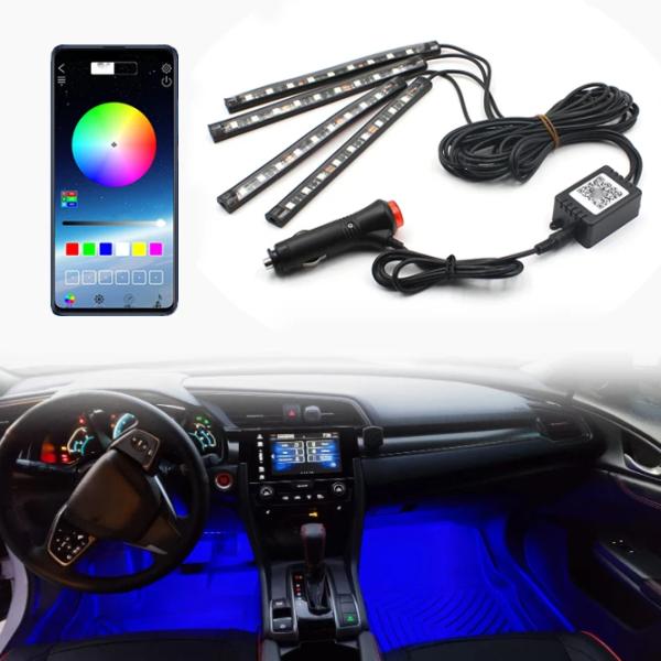 Decorative Atmosphere Lamp 48D Car Interior Lights Waterproof RGB 12V Universal Car Accessories ABS Plastic 8W