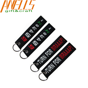Remove Before Flight Embroidered Keychains With Eyelet Ring