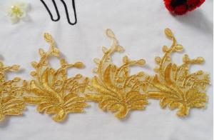 Gold Wire Embrodery Lace Edge with Cord Embroidery Sliver Lace Trim
