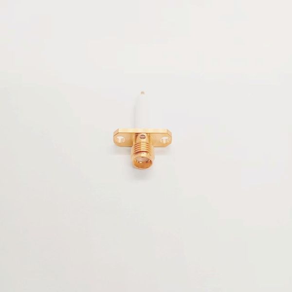 SMA-KFD150 Gold-Plated Brass RF Coaxial Connector with 2 Holes Flange Mount for PCB and DC-3GHz Frequency Range