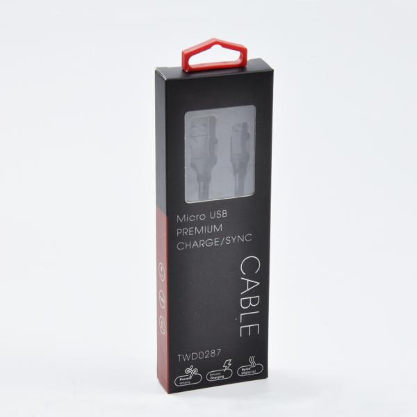 Luxury Paper Packaging Custom Usb Cable Plastic Window Paper Box with Handle