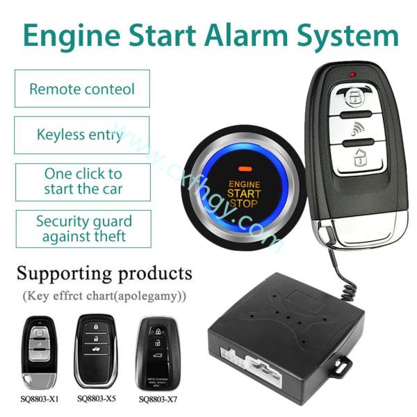 Cxfhgy 12V Car SUV Keyless Entry System Engine Start Alarm System Push One-button Start System Remote Starter Stop Car A