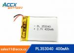 353040pl rechargeable 353040 3.7v 400mah lithium polymer battery for MP3 player,