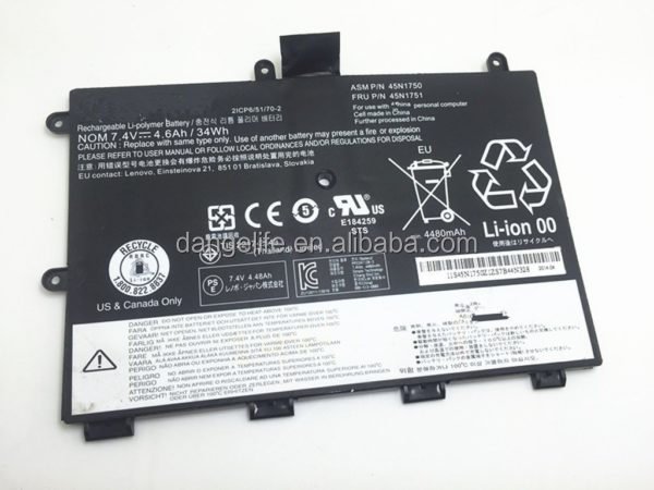 OEM Factory Replacement 45N1750 Battery for Lenovo Thinkpad Yoga 11e 7.4V 4600mah/34wh in Stock!