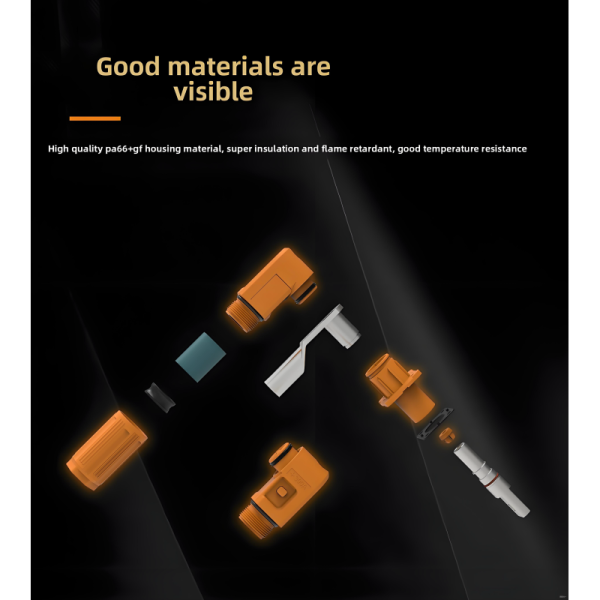 PG50A-OR-IP67 Fixed (Non-Rotatable) Energy Storage Connector - Orange Positive, Stud Mount