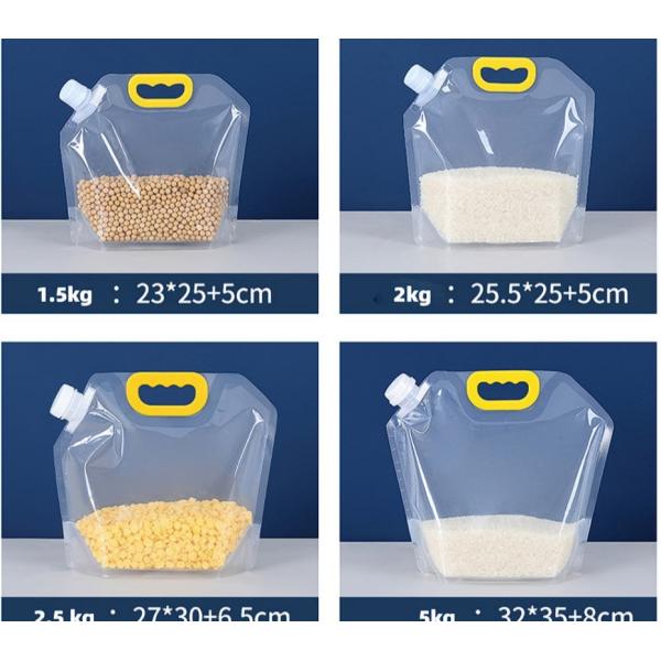 Thickened Transparent Spout Pouches With Reinforced Handles 1L/1.5L/2.5L/5L/10L Nozzle Bag For Bulk Grain And Liquid Packaging.