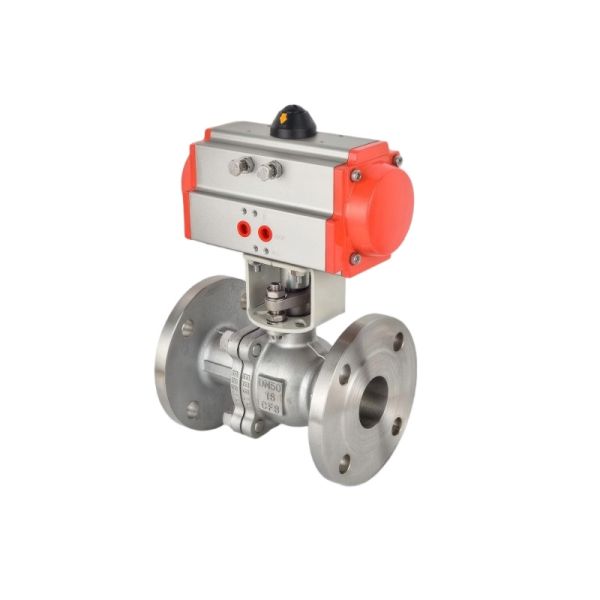 Two Piece Flange Pneumatic Ball Valve SS316 CF8M PTFE Seal Explosion Proof Pneumatic Ball Valve Automatic Cut-off Valve