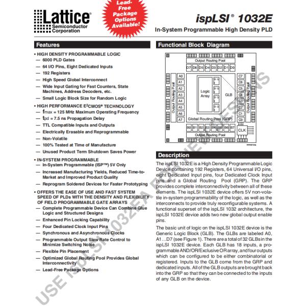 ISPLSI1032E-70LTN Complex Programmable Logic Devices IC 128MC 15NS 100TQFP