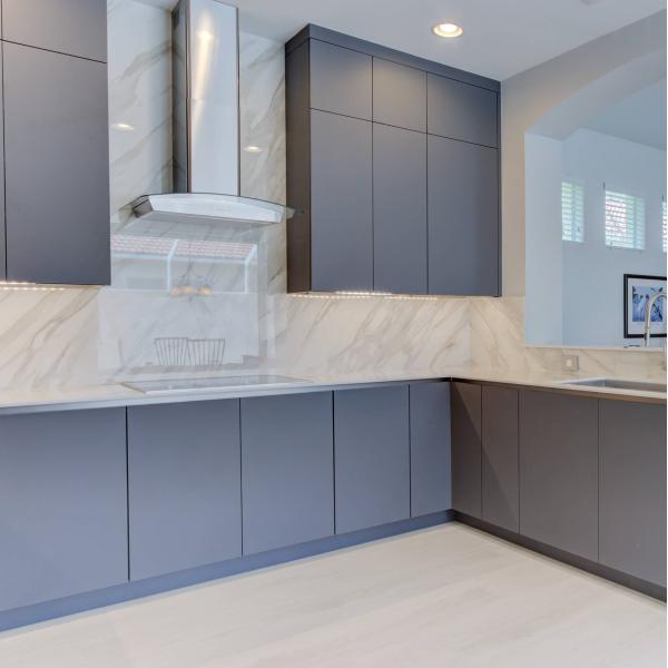Modern Style Matt Gray PVC Paint Kitchen Cabinet