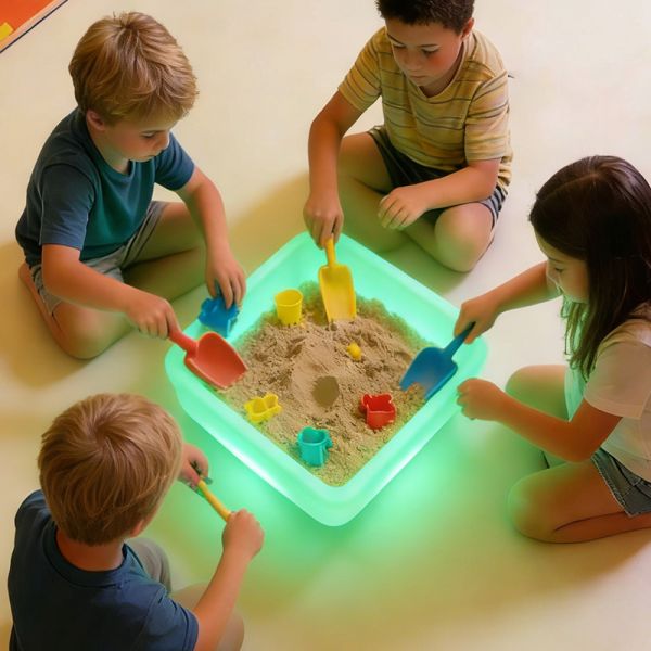 Square Sand Art Tray with Raised Edges for Mess-Free Sensory Play – Stackable Durable Kids Activity Tray for Classroom & Daycare Bulk Supply