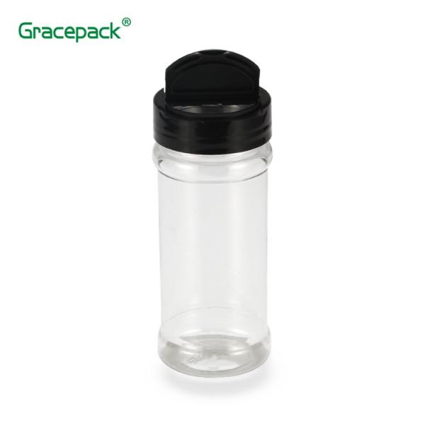 100ml Plastic Spice Container ,BBQ Condiment Pepper Bottle With Flip top, Clear Plastic Spice Jar
