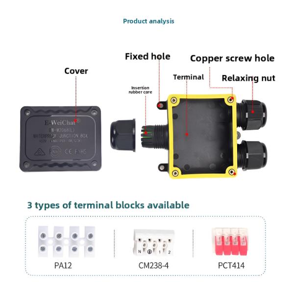 Waterproof Junction Box with IP68 Rating 1-in-2-out Split-Type Design for Harsh Environments
