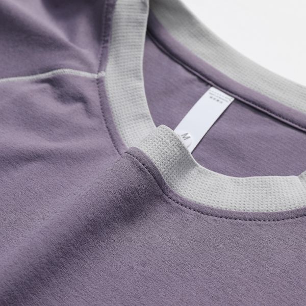 Men's Raglan Sleeve Color Block T-shirt Fine Stripe Polyester Quick Dry Antibacterial Outdoor Short Sleeve Custom OEM