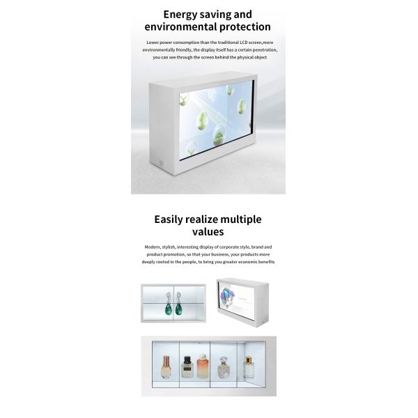 43" Android Transparent LCD Showcase WiFi Network Floor-Standing Metal OEM Built-In CMS Smart Touch Commercial Retail Exhibition