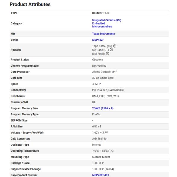 MSP432P401RIPZR Integrated Circuits ICs Embedded Microcontrollers