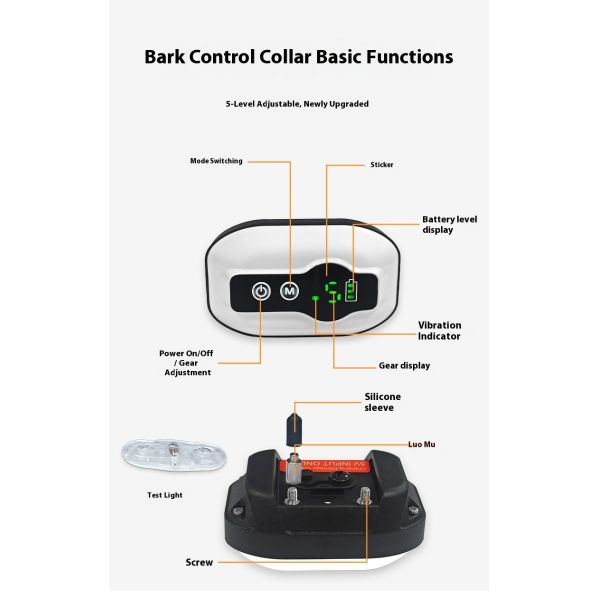 E-Commerce Best Seller Waterproof Rechargeable Plastic Dog Bark Control Collar Large/Medium/Small Dogs Anti-Barking Training
