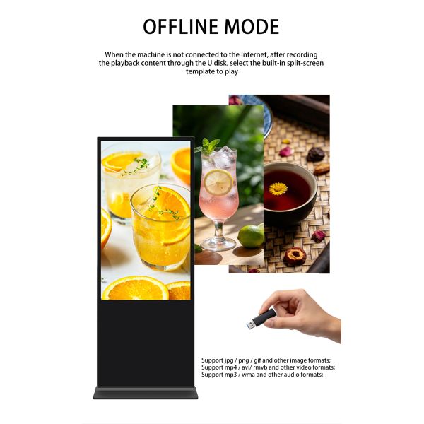 65 Inch Floor Standing Digital Signage Kiosk Totem Advertising Player