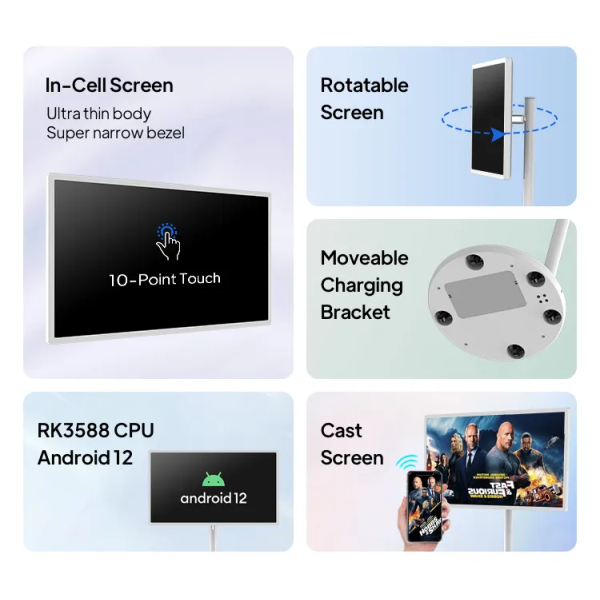 Smart Portable 32 Inch Full HD Touch Screen Android 12 Smart TV LED Backlight Interactive High Brightness Display