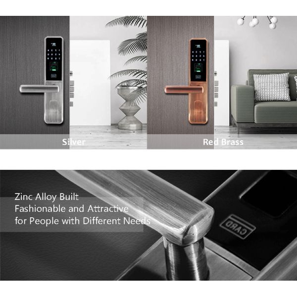 OLED Display Fingerprint Door Lock Touch Screen Digital Intelligent 4x AA Batteries
