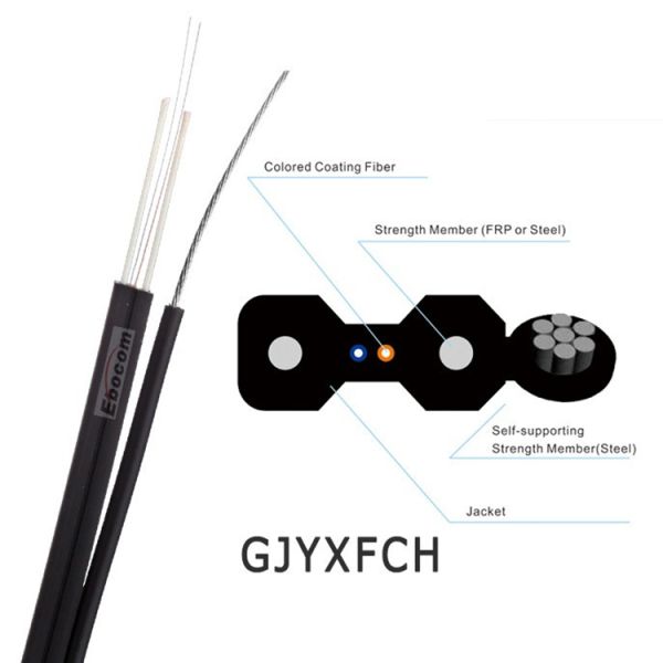 High Performance GJYXFCH FTTH Drop Cable with G657A1 Bend-Insensitive Fiber and Galvanized Steel Messenger Wire