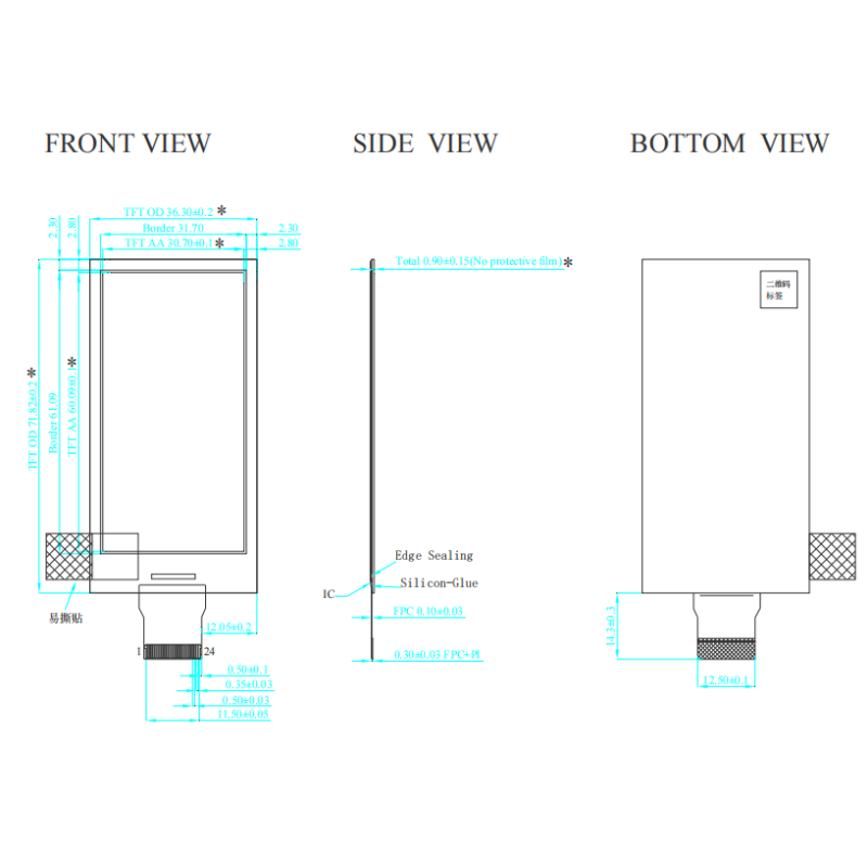 2.66 Inch E-paper Display 152×296 Resolution Black/White/Red 3-Color E-Ink Screen