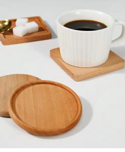 China Bamboo Wooden 9cm Square Drink Coasters Blank Coffee Cup Drinking Coasters on sale