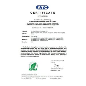 IN HOME LIGHTING LIMITED Certifications