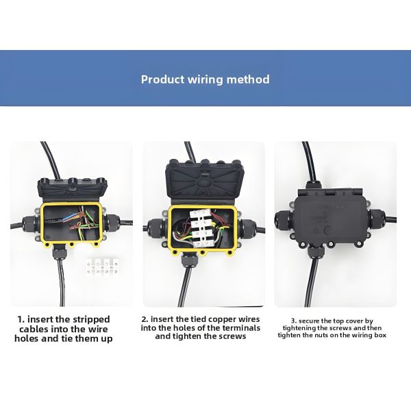 Waterproof Splitting Junction Box 1 Input 3 Outputs Integrated IP68