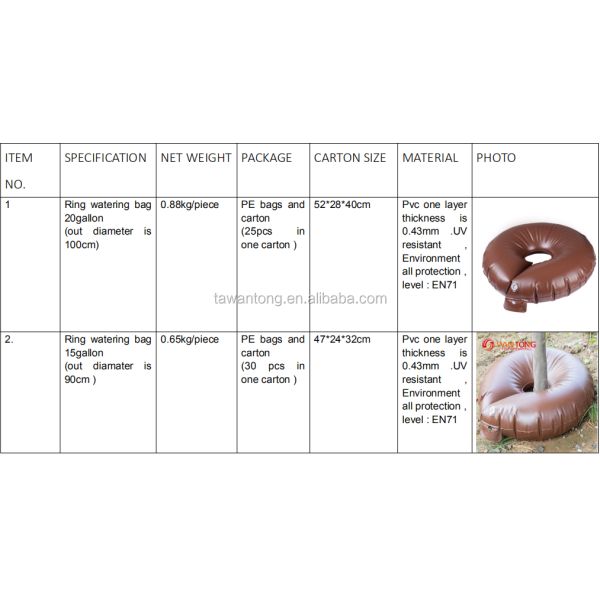 15 Gallon Slow Release Water Saving PVC Brown Tree Watering Ring for Plants and Shrubs