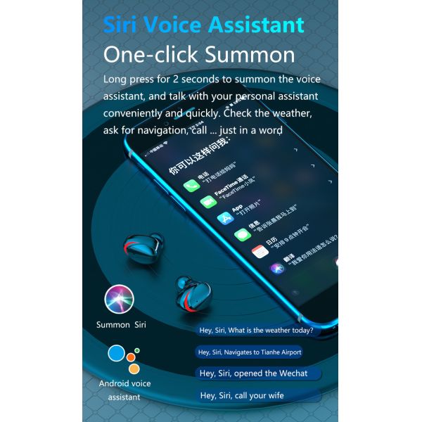 Bluetooth Earbuds Wireless Earphones With Mic HiFi 3D Stereo Sound Noise Canceling In-Ear