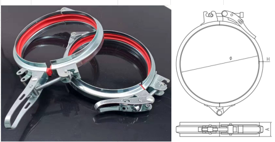SUS304 Quick Release Pipe Clamp Rapid Lock Duct Ring Drum Locking Ring Clamps
