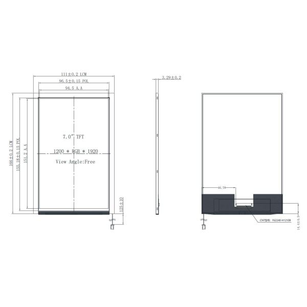 7 Inch High Brightness LCD Display 2000nits 40 Pin MIPI Interface IPS TFT LCD Module