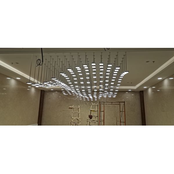 Modern LED Crystal Wave Large Foyer Chandelier Light Custom OEM ODM