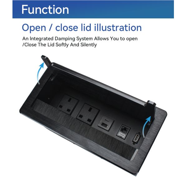 13A Desktop Flip Up Conference Electrical Socket Multimedia Power Box For Office Conference Podiums