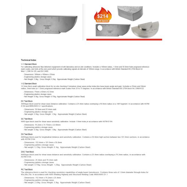 Weld Butt Joint Steel Flaw Detector Calibration Test Block