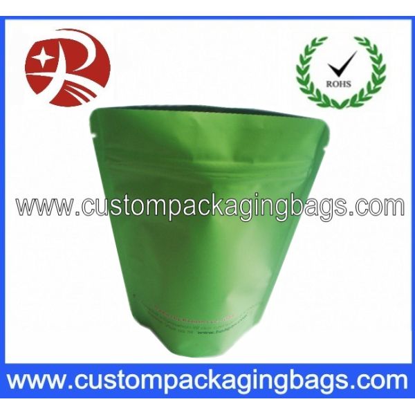 Green PET / AL / PE Aluminium Foil Ziplock Coffee Bag Packaging with Stand up