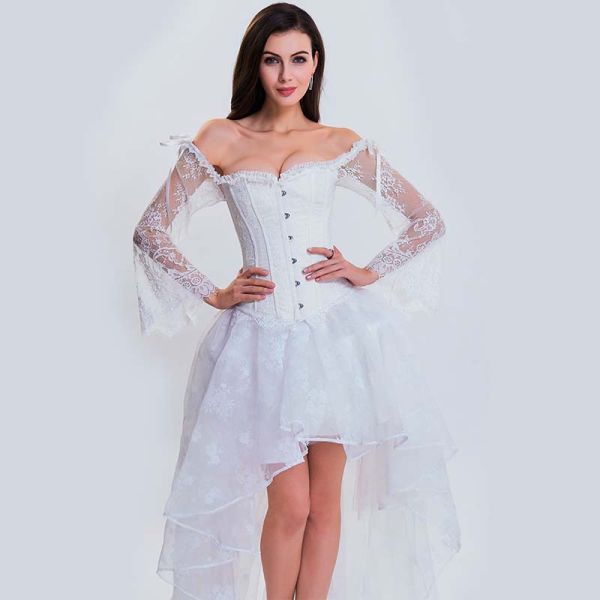 Nanbin White Wedding Corset 34.25 Inch Plus Size Bridal Bustier