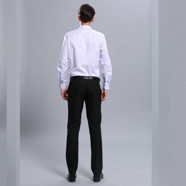 Spring Men Office Work Uniforms Breathable Long Sleeve With Straight Square Collar