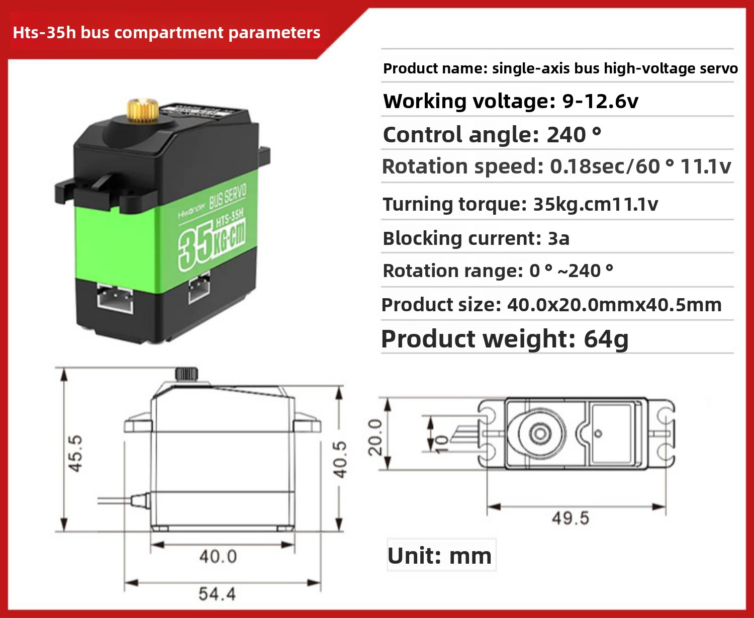 20KG High Precision Dual Axis Robot Servo Smart Bus Servo High Torque Feedback Metal Serial Port Drone Racing Drones Accessories