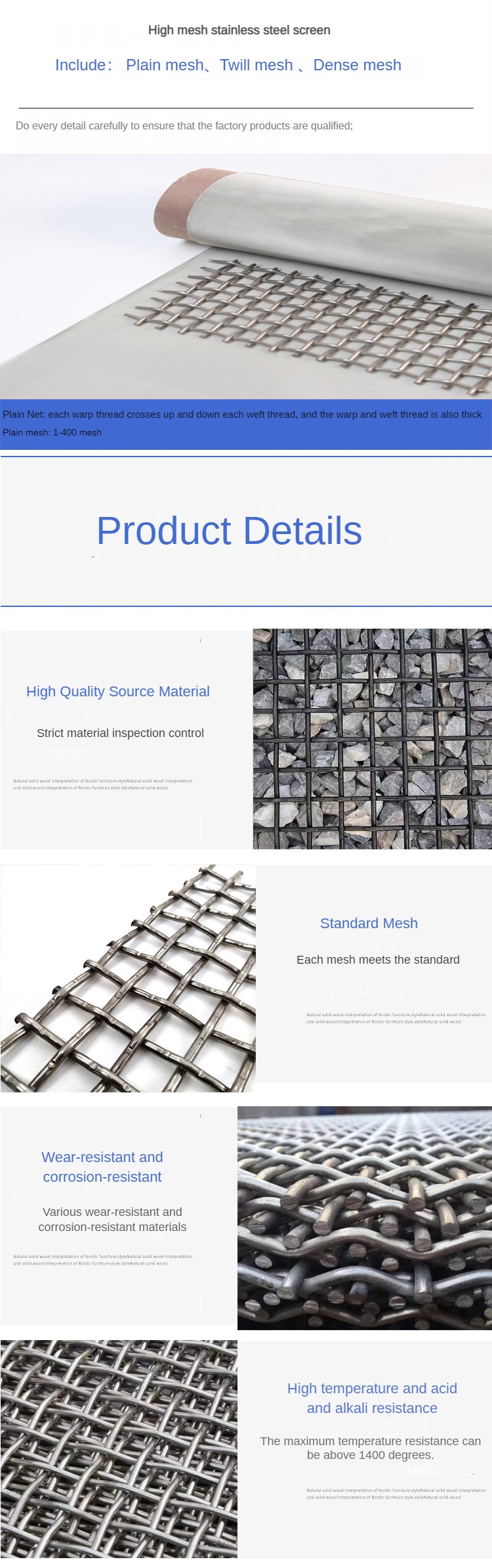 Custom Wire Diameter Corrosion Resistant High Temperature Crimped Wire Mesh for Industrial Use