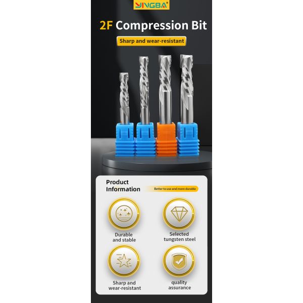 Yingba Hot Sale Tungsten Carbide Cnc Router Bits for Wood Carving Inserts Carbide Compression up Cut Down Milling Cutter