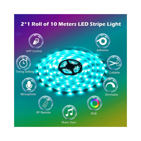 High Voltage 220V Rainbow Smart LED Strip Light RGB Flexible Led Light Bar