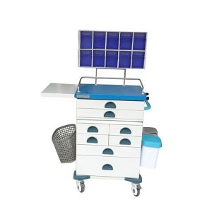 China Hospital 1080mm Medical Anesthesia Cart With Storage Box Blue on sale