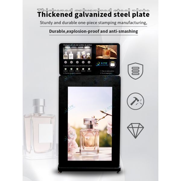 Fragrance Sample Spray Vending Machine 43 Inch Ads Screen Standing Perfume Vending Machine