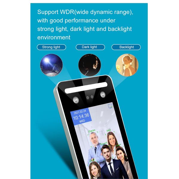 5 Inch Cloud WiFi Network Biometric Scanner Face Recognition Motion Detection ODM Logo Time Attendance System