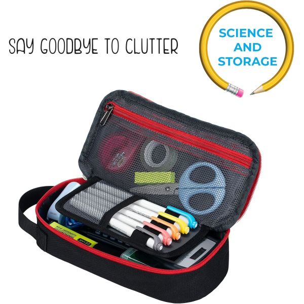 ECHSRT Large Pencil Case, Aesthetic Pen Pouch With Big Capacity, Minimalist Portable Stationery Bag With Handle For