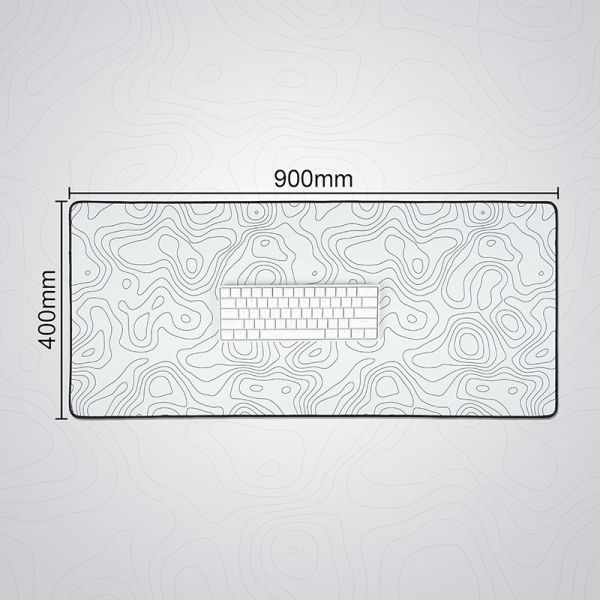 2/3/4/5/6mm Thickness Custom Oversize Large Keyboard Mat with White Topographic Design