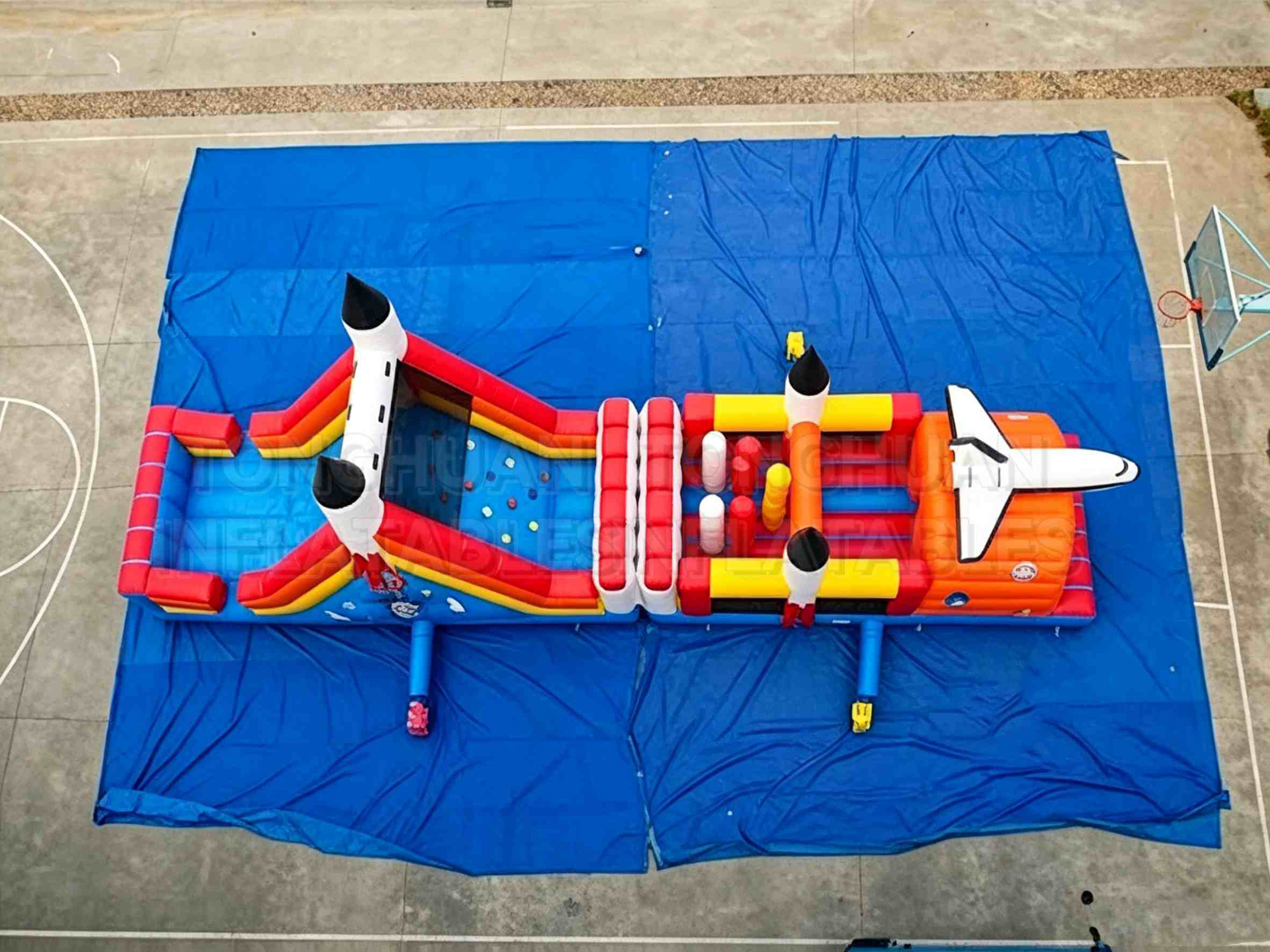 Outdoor Inflatable Obstacle Course Custom Space Shuttle Theme Challenge Combo for Parks Malls Festivals Community Events and Family Entertainment