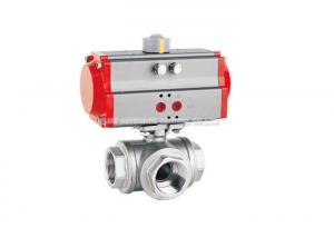 Wholesale Three Way 6.4MPa Pneumatic Actuator Valve , Stainless Steel Ball Valve Gas Liquid from china suppliers