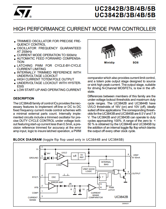 UC3843BD1013TR Boost Flyback Regulator Positive Isolation Capable Controller